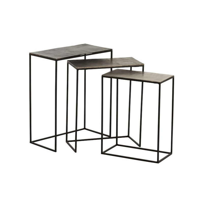 Set 3 kovových stolků Rectangular - 53*66*29 cm