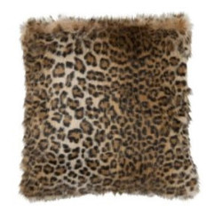 Polštář s dlouhým chlupem Leopard - Ø 45*5 cm