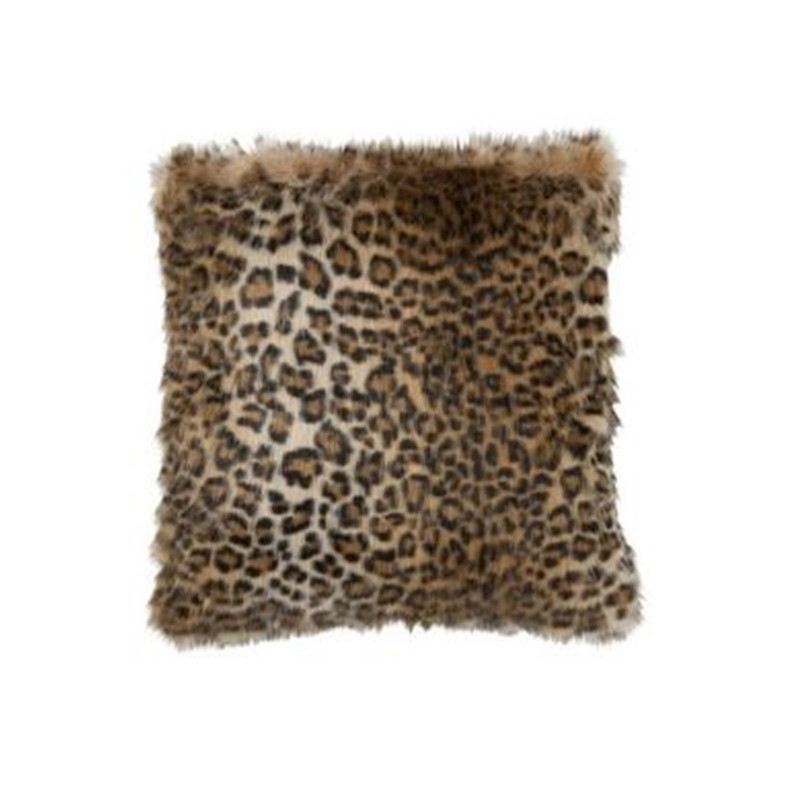 Polštář s dlouhým chlupem Leopard - Ø 45*5 cm