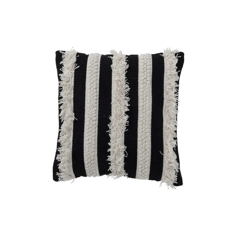 Černo-bílý pruhovaný polštář s třásněmi Monochrome - 45*45 cm