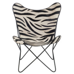 Bílo-černé kožené salónní křeslo Zebra - 75*87*86 cm