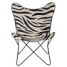 Bílo-černé kožené salónní křeslo Zebra - 75*87*86 cm