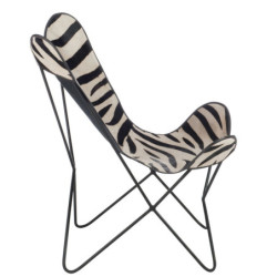 Bílo-černé kožené salónní křeslo Zebra - 75*87*86 cm
