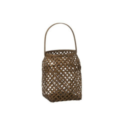 Hnědá pletená bambusová lucerna Bamboo L - 22*22*29 cm