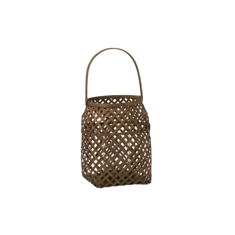 Hnědá pletená bambusová lucerna Bamboo L - 22*22*29 cm