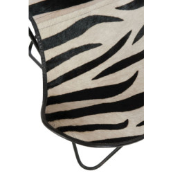 Bílo-černé kožené salónní křeslo Zebra - 75*87*86 cm