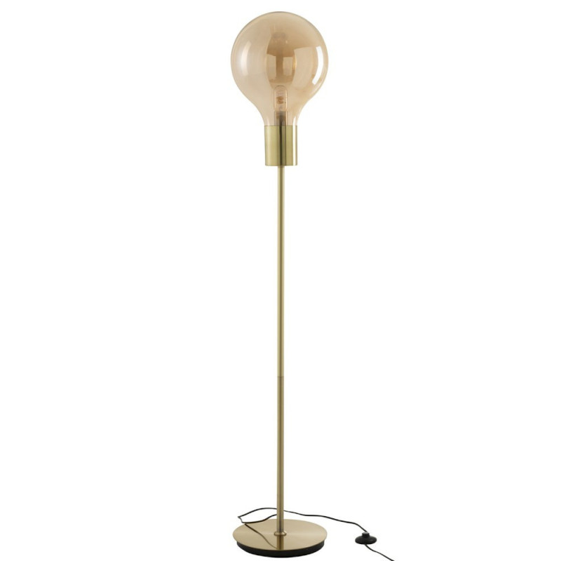 Zlatá skleněná stojací lampa ve tvaru žárovky Baloon - Ø 30*160cm