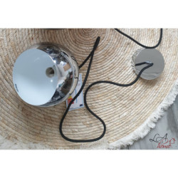 Stříbrné závěsné kovové světlo Ball silver - Ø 15*120 cm