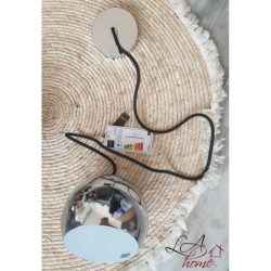 Stříbrné závěsné kovové světlo Ball silver - Ø 15*120 cm