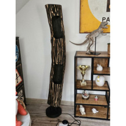 Stojací dřevěná lampa Paulownia Black 2 - Ø 21*133 cm