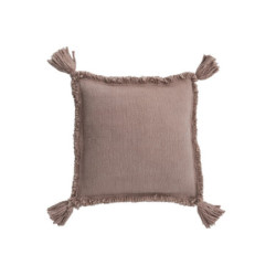 Hnědo-růžový polštář se třapci Tassel - 45*45cm