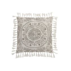 Sametový smetanový polštář Moroccan s třásněmi - 45*45 cm