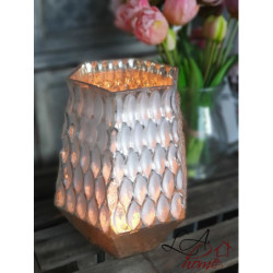 Champagne skleněný svícen na čajovou svíčku Hurricane - 17*15*22cm