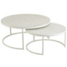 Set 2 bílých kovových stolků s ornamentovou deskou - Ø79*36 cm
