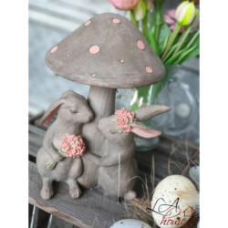 Zamilovaní králíci pod houbou - 16*22.5cm