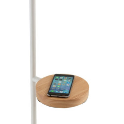 Bílá kovová stojací lampa s nabíjením na telefon Metvit-  Ø 45*166cm / E27