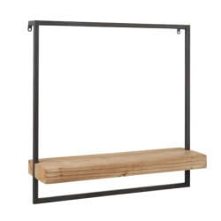 Černá nástěnná polička s dřevěnou poličkou Shelfi - 50*15*50cm