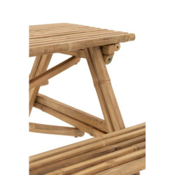 Venkovní  bambusový set lavice a stůl Bambo - 204*20*74 cm