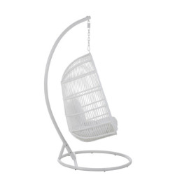 Závěsné bílé zahradní ratanové křeslo Lounge White Oval - 119*105*193 cm