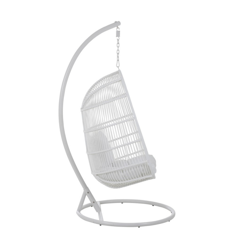 Závěsné bílé zahradní ratanové křeslo Lounge White Oval - 119*105*193 cm