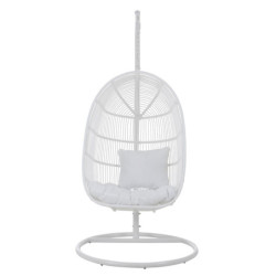 Závěsné bílé zahradní ratanové křeslo Lounge White Oval - 119*105*193 cm