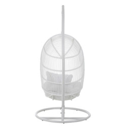 Závěsné bílé zahradní ratanové křeslo Lounge White Oval - 119*105*193 cm