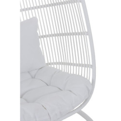 Závěsné bílé zahradní ratanové křeslo Lounge White Oval - 119*105*193 cm