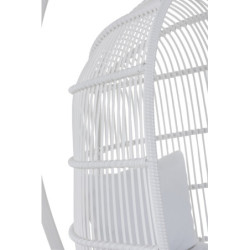 Závěsné bílé zahradní ratanové křeslo Lounge White Oval - 119*105*193 cm