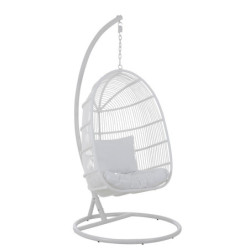 Závěsné bílé zahradní ratanové křeslo Lounge White Oval - 119*105*193 cm