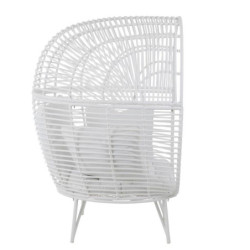 Bílé ratanové zahradní křeslo Lounge White Oval - 117*110*151 cm