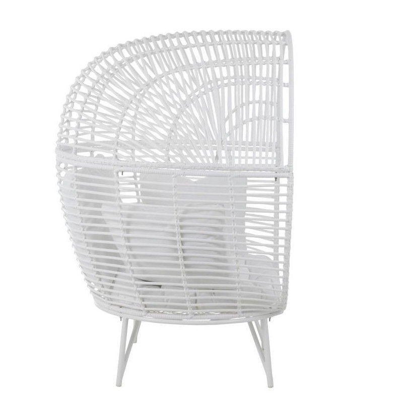 Bílé ratanové zahradní křeslo Lounge White Oval - 117*110*151 cm