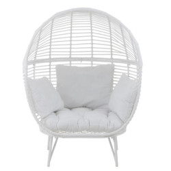 Bílé ratanové zahradní křeslo Lounge White Oval - 117*110*151 cm