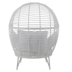 Bílé ratanové zahradní křeslo Lounge White Oval - 117*110*151 cm
