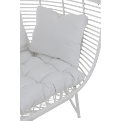 Bílé ratanové zahradní křeslo Lounge White Oval - 117*110*151 cm