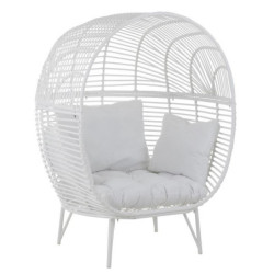 Bílé ratanové zahradní křeslo Lounge White Oval - 117*110*151 cm