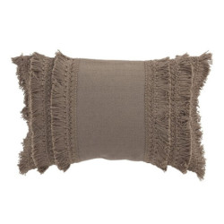 Taupe bavlněný polštář Fransen s třásněmi - 30*45 cm