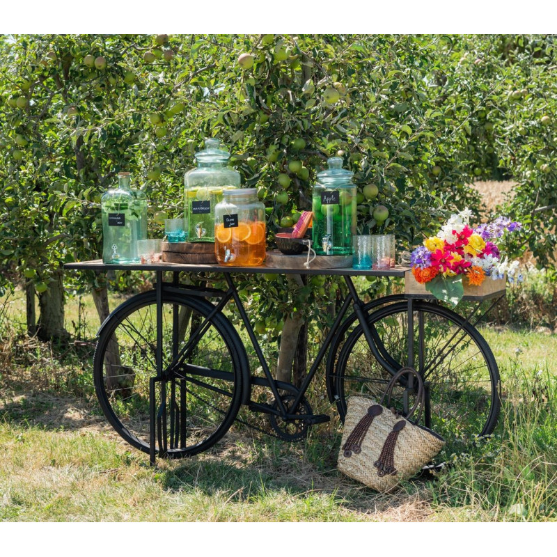 Černý konzolový stolek retro kolo Bicycle - 190*36*84cm
