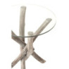 Odkládací kulatý dřevěný stůl se skleněnou deskou Branchy - Ø50*59 cm