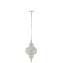 Bílé kovové závěsné světlo/lustr Oriental drop - Ø 31*133 cm