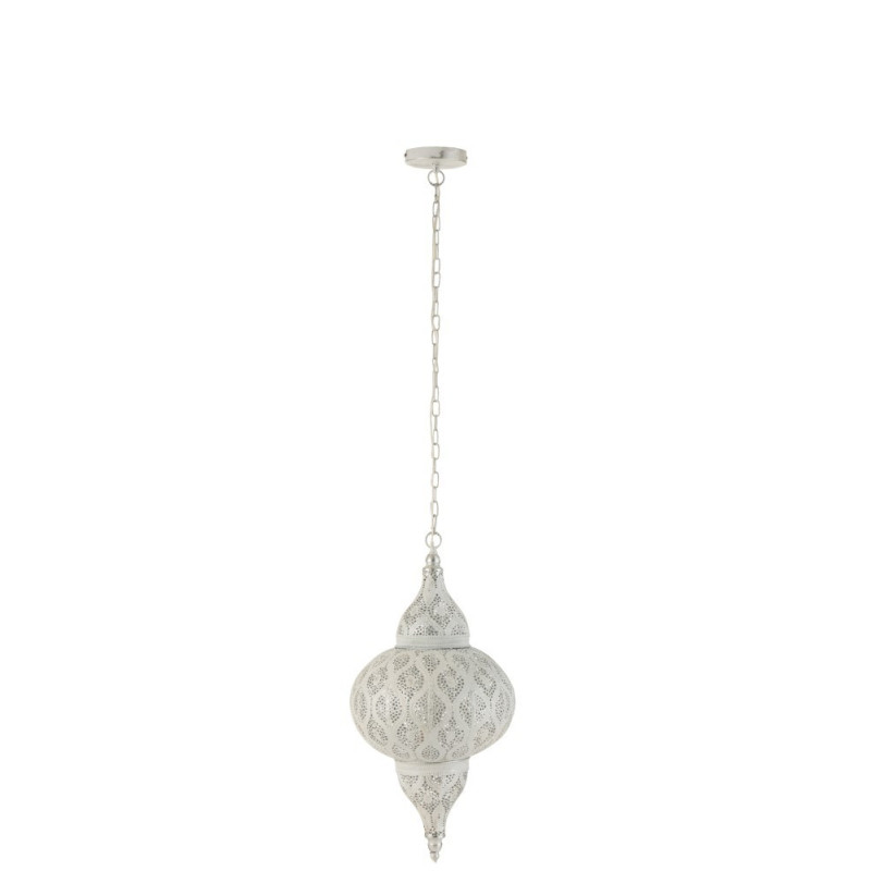 Bílé kovové závěsné světlo/lustr Oriental drop - Ø 31*133 cm