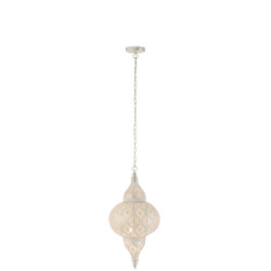 Bílé kovové závěsné světlo/lustr Oriental drop - Ø 31*133 cm