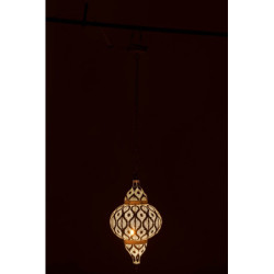 Bílé kovové závěsné světlo/lustr Oriental drop - Ø 31*133 cm
