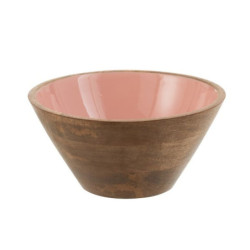 Dřevěná miska s růžovým vnitřkem Enamell medium - ∅ 24*11,5cm