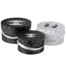 Sada 3papírových kulatých boxů Panda  - Ø32*18cm