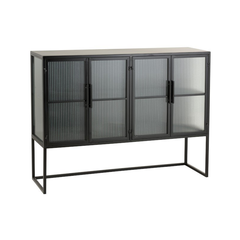 Černá kovová komoda s prosklenými dvířky Franco - 120*35*90 cm