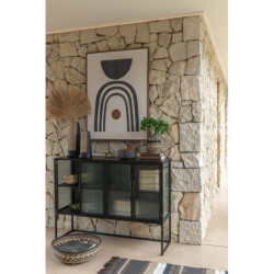 Černá kovová komoda s prosklenými dvířky Franco - 120*35*90 cm