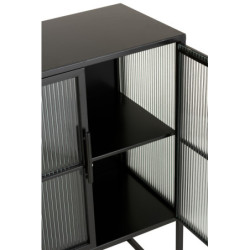 Černá kovová komoda s prosklenými dvířky Franco - 120*35*90 cm