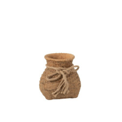 Cementový hnědý květináč ve tvaru vaku - 14*12*14,5 cm
