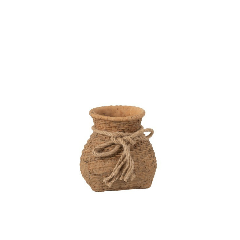 Cementový hnědý květináč ve tvaru vaku - 14*12*14,5 cm