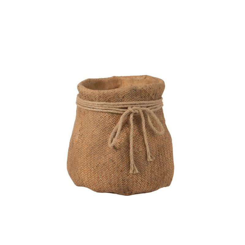 Cementový hnědý  květináč  L imitace juty  - 29* 27,5*28 cm